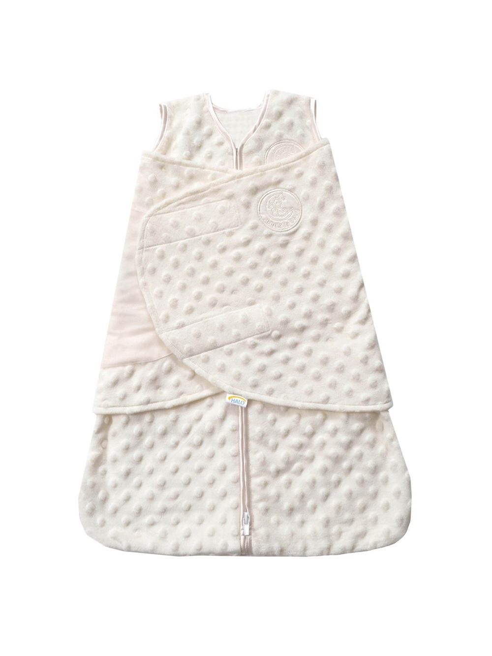 Halo Plush Dots Velboa 3.0 TOG Sleepsack Swaddle, 3-Way Adjustable Wearable